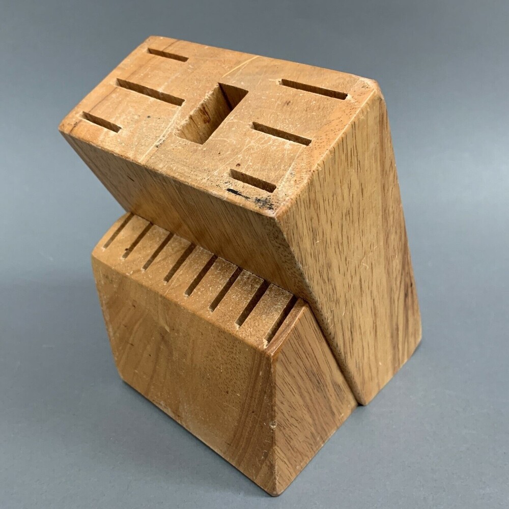 Wooden Knife Small Block Stand Cutlery Storage Organizer 15 Slots